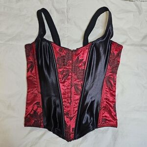 Victoria's Secret Red and Black Satin Corset Tank